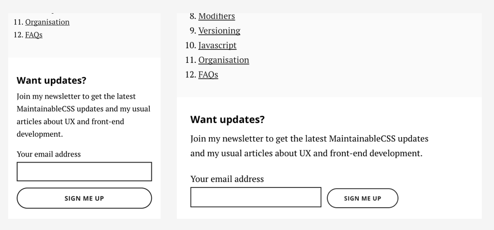 MaintainableCSS subscribe form