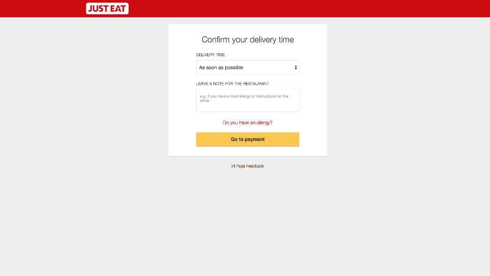Multi-page checkout on Just Eat