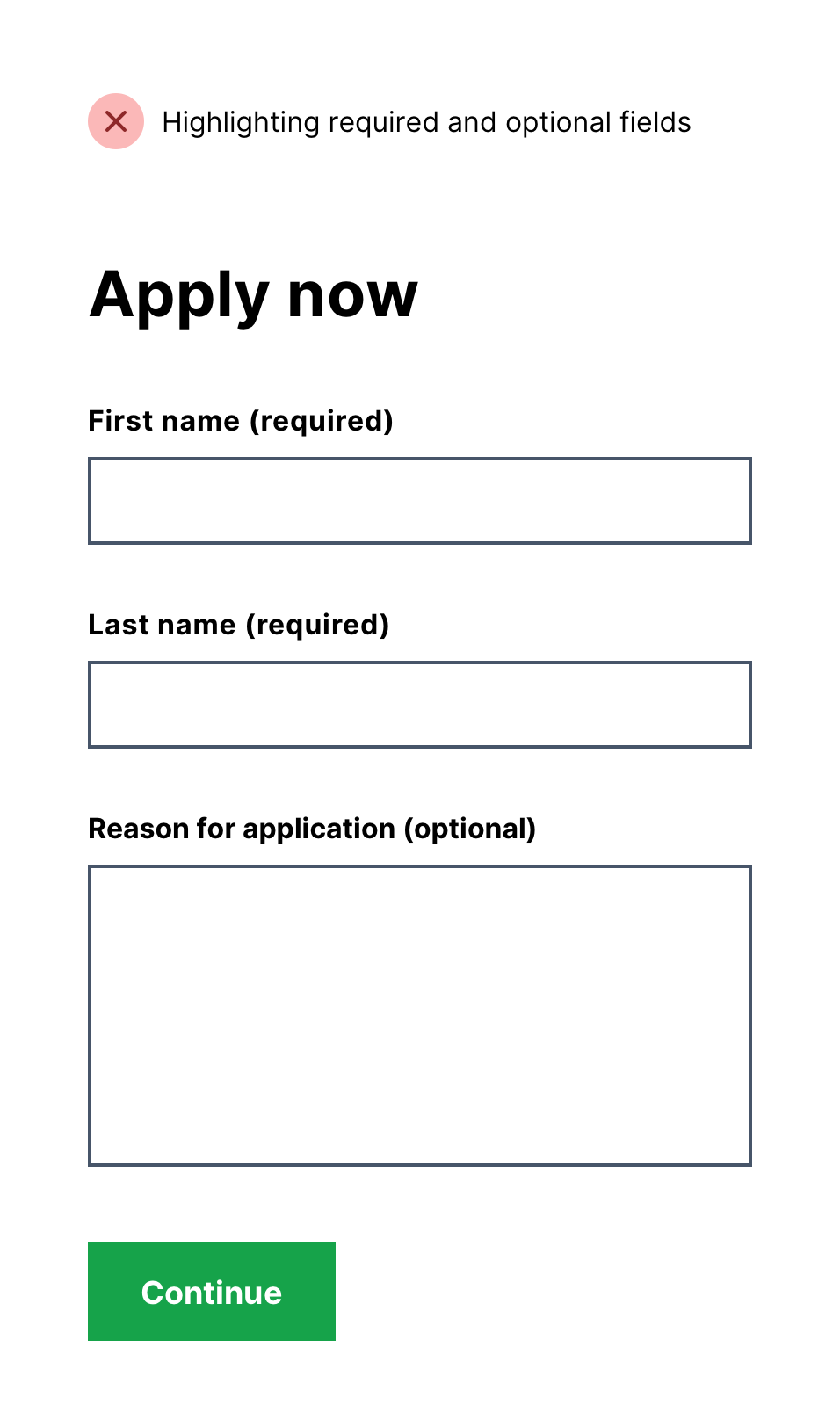 A form highlight both required and optional fields