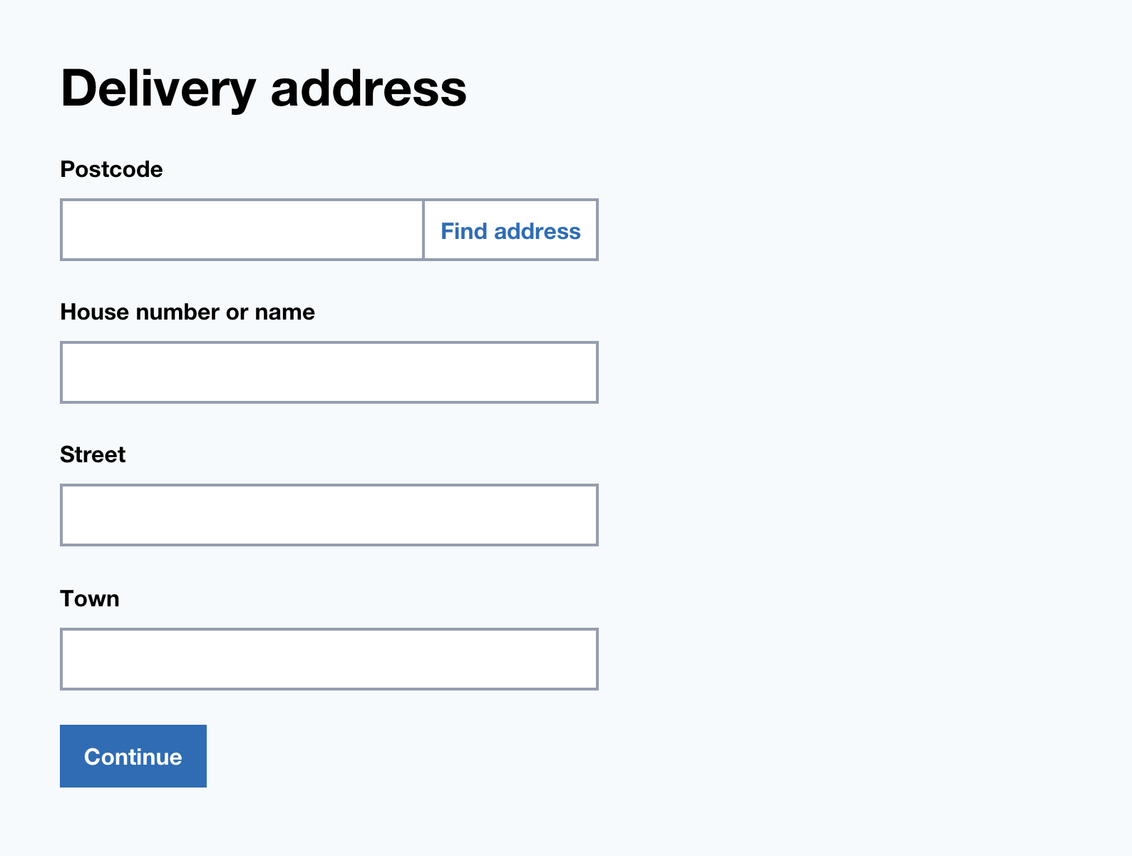 Delivery address form