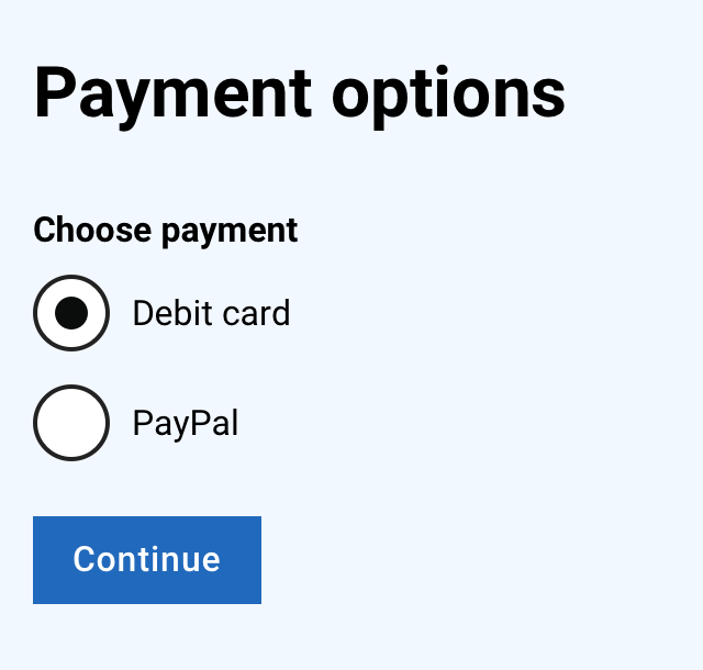Payment choice page